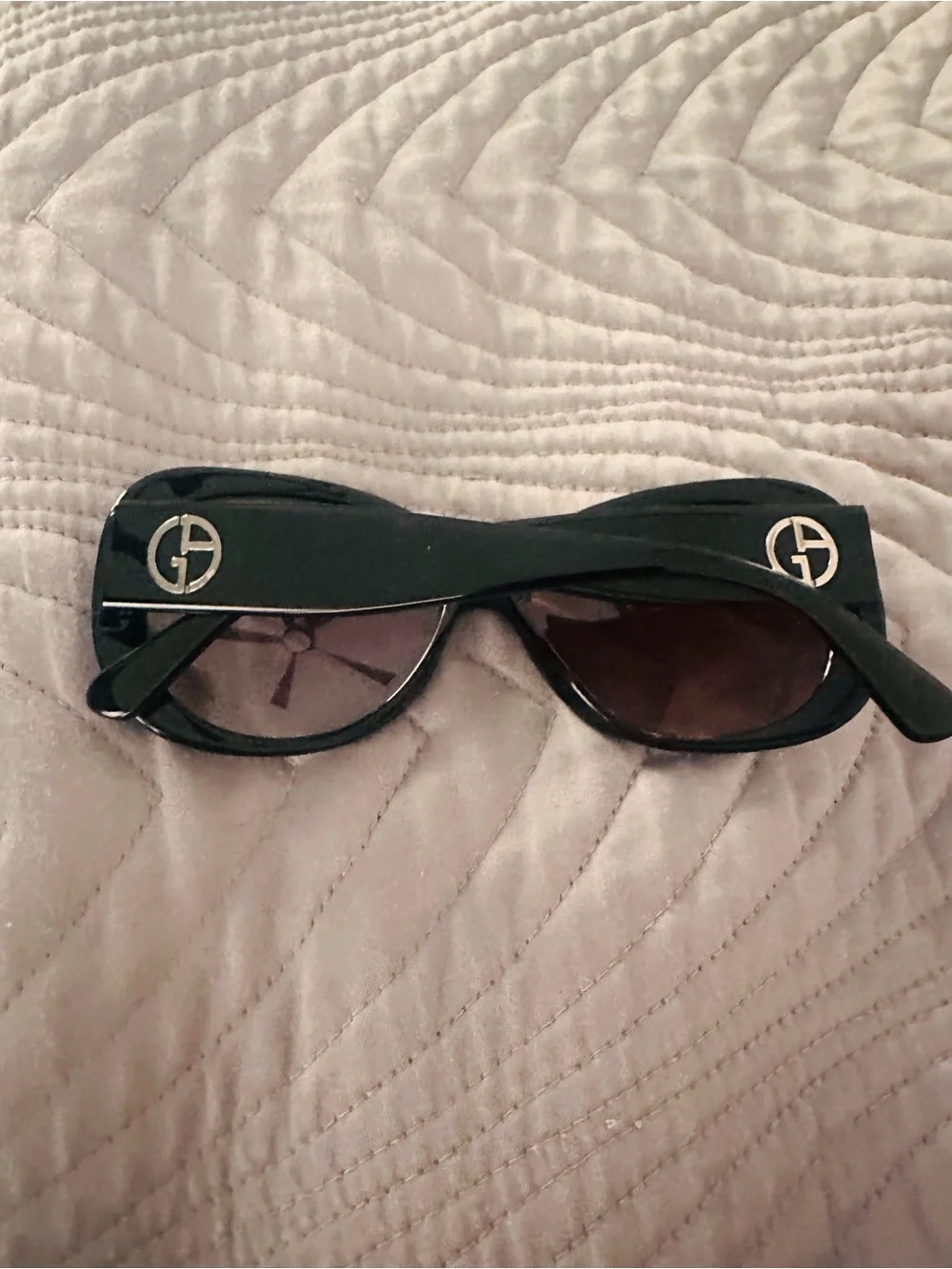 Giorgio Armani Black Women's Logo Sunglasses with Dark Lenses